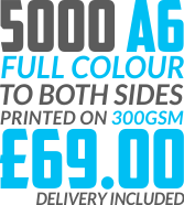 5000 A6 | 300GSM | Full Colour To Both Sides | Delivery Included | £69.00