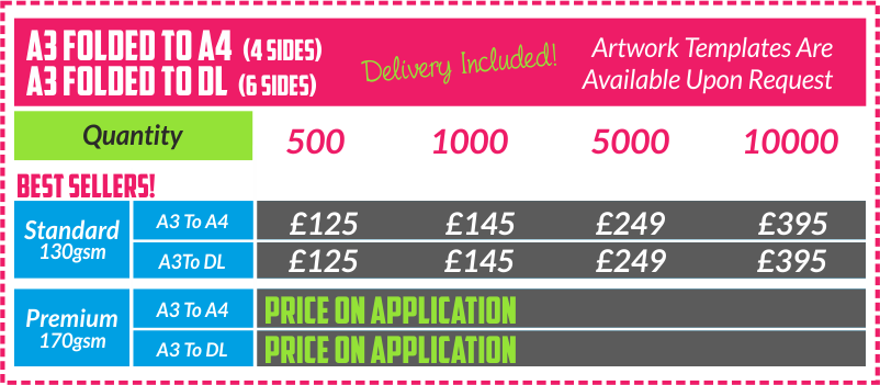 A3 Folded Leaflet Prices