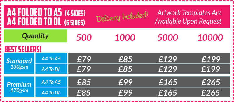 A4 Folded Lealfet Prices